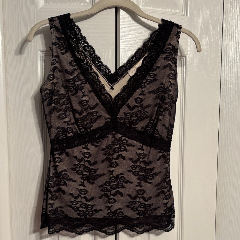 Worthington Black Lace Sleeveless Top size XS